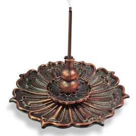 ANCLLO 3 in 1 Lotus Stick Incense Burner and Cone Incense Holder Ash Catcher-Brown