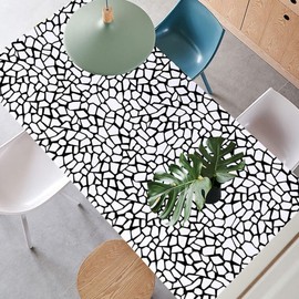 Qoubao Peel and Stick Kitchen Countertop Backsplash Wallpaper Black White Stone Contact Paper Bathroom Wall Table Sticker Cover 17.7X117 Inches