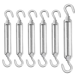 Forhandy Pack of 6 Turnbuckles, M6 Rope Tensioner, Stainless Steel 304 Turnbuckles, Adjustable Wire Tensioner Hooks/Hooks, Heavy Duty Tension Hooks