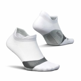Feetures Elite Light Cushion No Show Tab Athletic Ankle Socks - Sport Sock with Targeted Compression - New White, M (1 Pair)
