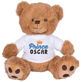 TeesAndTankYou Prince Oscar Bear: 8 Inch Brown Teddy Bear Stuffed Animal with White Shirt