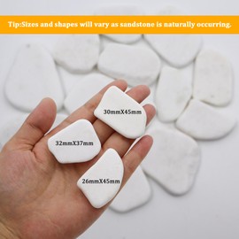 POPAPIE Pack of 12 Flat Stones for Painting, 3-8 cm White Pebbles, Painted Pebbles, Natural Stone, Decorative Stones, Beach Pebbles for Art, Craft, Decoration, Vases, Painting, Garden