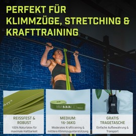 Wild Instincts® Pull Up Band Medium 3.2 cm / Band for Pull-Ups, Fitness Bands Set/Resistance Bands Set/Elastic Band Sport/Resistance Bands for Crossfit & Stretching + Bag + Training App