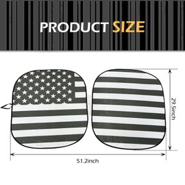 Car Windshield Sun Shade, American Flag Decoration Keep Car Cool Sun Protection Cover, Foldable Silver Coated Cloth Heat Blocker, Summer Outdoor Portable Accessories for Most Cars、SUV、MPV、RV、Trucks