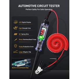 Automotive Test Light with 5-120V LED Digital Voltage Display, Circuit Tester Automotive with Voltmeter & Dual Color Polarity Indicator, Electrical Test Pen with Long Probe for Car RV Fuse Checker