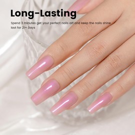 RARJSM Nude Gel Nail Polish Natural Rose Pink Purple Pearl Glitter Clear Sheer Nude Shimmer Gel Polish 15ml UV LED Soak Off Transparent Pink Color Home Salon French Manicure Varnish Curing Requires
