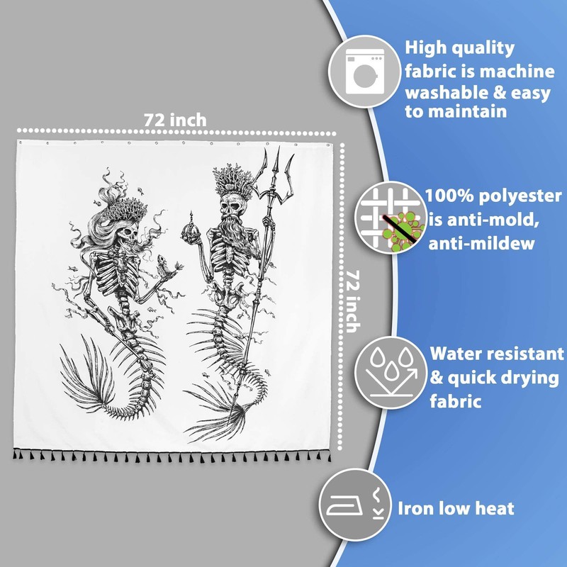 Mermaid Shower Curtain for Gothic Bathroom Decor- Gothic Shower Curtain