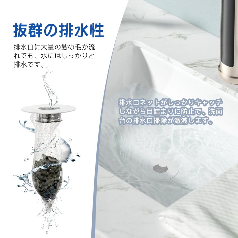 LANMU Washbasin Hair Catcher, Washroom, Drain Outlet, Garbage Receptor, White,