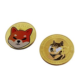 Dogecoin and Shiba Inu Coin Cryptocurrency Collectable Crypto Physical Gold Metal Coins (2 Coins)