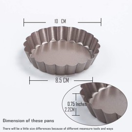 Webake Mini Tart Tins Quiche Tin with Loose Base 4 Inch 10cm Individual Pie Dish Set of 6 Non-Stick Coating Round Tart Cases for Oven Baking