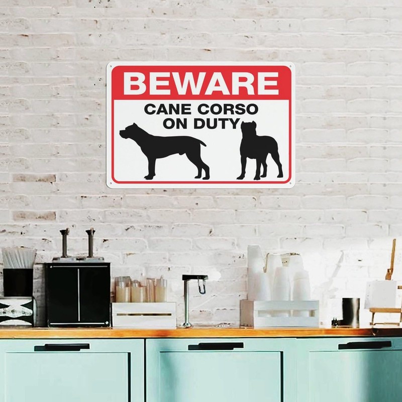 Beware Cane Corso On Duty Sign For Business 8"X12" Rust