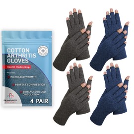 Dr. Arthritis Essentials Arthritis Gloves, Compression Gloves Ideal as Carpal Tunnel Gloves, Raynauds Gloves, Fingerless Gloves Men Women (GreyNavy, S)