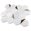 NBG-1 3“ Hexagon White and Gold Metal Stainless Steel Polished