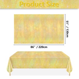 APUXXJUPA Gold Glitter Table Cloth, 4 Pack Gold Yellow Tablecloths for Anniversary Party Supplies Golden Birthday Party Decorations Wedding, 130 x 220 cm
