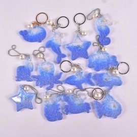 Mulukaya Ocean Series Keychain Resin Silicone Molds Whale Dolphin Seahorse Starfish Shark Crab Casting Molds Jewelry Making Tools for DIY Craft Keychain Necklace Earrings Pendant Projects