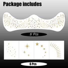 11Pcs Gold Face Makeup Patches，Glitter Freckles Face Tattoo, Sparkle DIY Makeup Patches For Festivals, Carnival And Parties，Golden Long Lasting Waterproof Face Glitter Speckles Patches for Women