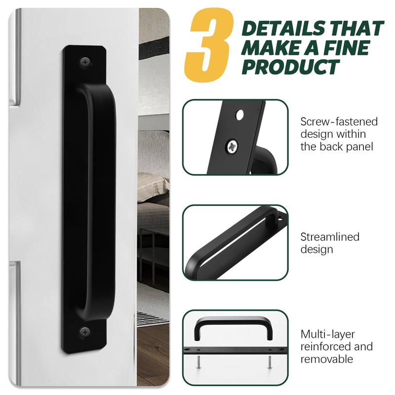 Sliding Barn Door Handles Matte Black, 7''/18 CM Alloy Sliding