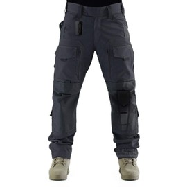 ZAPT Breathable Ripstop Fabric Pants Military Combat Multi-Pocket Molle Tactical Pants with EVA Knee Pads (Dark Grey, M)