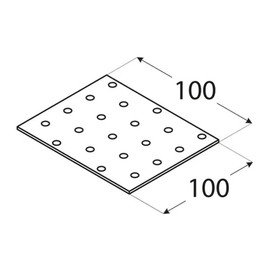 100mm x 100mm Galvanised Perforated Flat Plate Connector Joining Plates Metal Brace Brackets for Wood 2mm Thick Steel PP35 (Pack of 1)