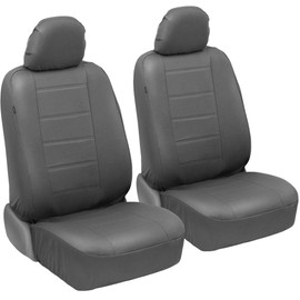 BDK carXS Gray Leather Car Seat Covers Front Seats Only, 4-Piece Faux Leather Seat Covers for Cars, Includes Front Seat Covers, Automotive Seat Covers for Trucks SUV