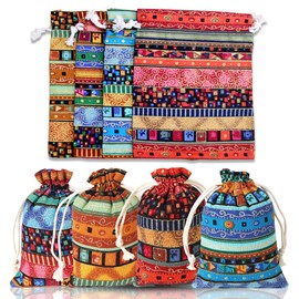 Jute Bags Pack of 24 10 x 14 cm Colourful Bags with Drawstring Hessian Bags Jute Bag Small Fabric Bag Gift Bags Jewellery Bag for Christmas Jewellery Birthday Party