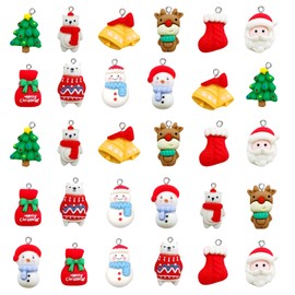 YUEXNKO Mini Christmas Decoration, 30 Pieces Christmas Tree Decoration Pendants, Mini Pendant Christmas Decoration, Miniature Christmas Tree Pendant, Christmas Resin Pendant, Christmas Pendant