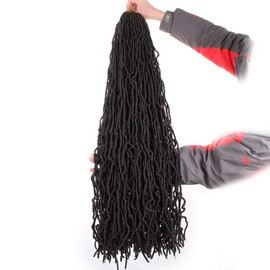 Xtrend 5 Packs 36 Inch Nu Faux Locs Crochet Hair Long Dark Brown Pre Looped Gypsy Locs Crochet Hair Synthetic Goddess Faux Locs Braids Hair Extensions 4#