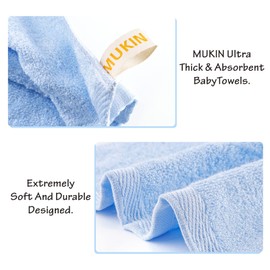 MUKIN MUKIN Baby Bamboo Washcloths, Baby Face Towels - Extra Soft for Newborn/Infant/Kids/Adults - Ultra Soft for Baby Registry as Shower Set,12x12inch. (12 Pack.)