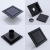RANDOM Black Shower Drain Square with Removable Tile Insert 6