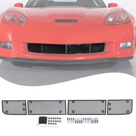 Lcojicep 4PCS Front Grill Mesh Grille Guard Compatible with Corvette C6 2005-2013，Stainless steel Front Air Inlet Vent Grille Front Mesh Grille Grid Guards (black)