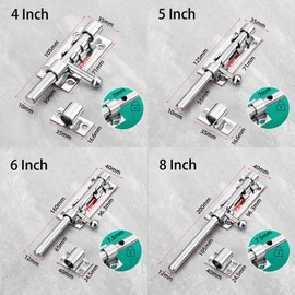 Mcoser 4 Inch Door Lock Bolts Stainless Steel Door Latch Sliding Door Lock Silver Security Lock Latch for Garden Shed Internal Doors