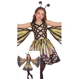 FIESTAS GUIRCA Marvelous Butterfly Girls Fancy Dress Costume - Yellow Monarch Butterfly Dress with Wings - Kids Fancy Dress Costumes Girls - Girls Age 3-4 Years
