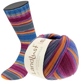 LANA GROSSA Landlust Sock Wool, Merino Wool Yarn in Various Colours, Hand Knitting Yarn Made of 80% Virgin Wool (Merino) and 20% Polyamide, 100 g Wool for Knitting and Crocheting, 420 m Yarn FB128
