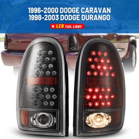 Tail Lights LED compatible for Dodge 1996-2000 Caravan / 1998-2003 Durango Rear Lamps Assembly Driver Passenger Replacement Set Clear