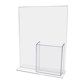 Marketing Holders Tri-fold Sign Holder with Pocket for 4"w x 9"h Clear Acrylic Brochures or Pamphlets T-Style Display Stand Perfect for Shows and Expos 8.5"w x 11"h with Tri Fold Box Lot of 1