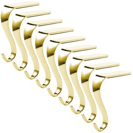 Sunshane 9 Pieces Christmas Stocking Holders Mantel Hanger Hooks Xmas Mantle Grips Set Safety Hang Stocking Clips for Christmas Party Decoration, Gold