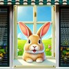 BlissYard Easter Banner Bunny Curtain Window Cover Cute Bunny Banner