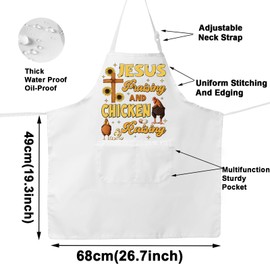 JNIAP Homestead Mom Apron Christian Farmer Apron Chicken Mama Apron Jesus Praising And Chicken Raising Chicken Farmer Apron (JESUS PRAISIN)