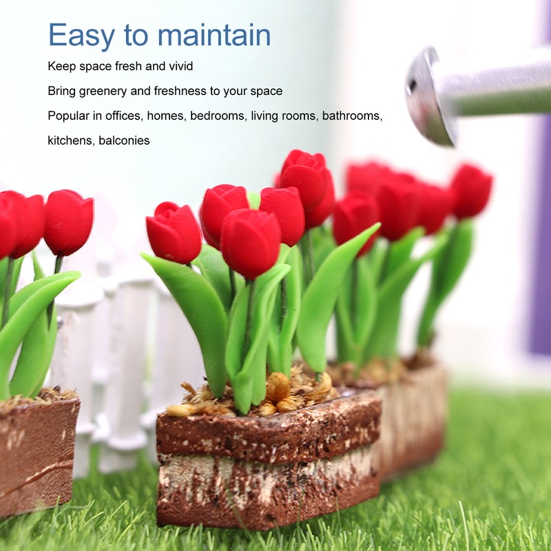 Artificial Tulips Flower Ornament 1:12 Doll House Garden Decor Simulated