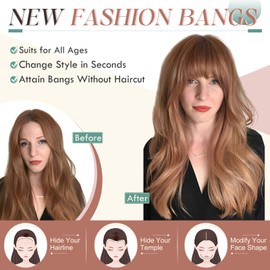 Elailite Clip in Fringe French Bangs with Temples Natural Thick Human Hair Extension Real Hair For Women - #24 Natural Blonde