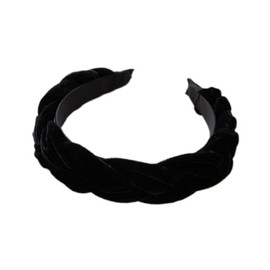 Women's Velvet Headband Wide Hair Band Braided Headband Vintage Headband Hair Accessories Twisted Knotted Headband for Women Girls for Daily Use, Black