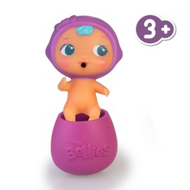 The Bellies by Bellyville - The Baby Bellies Bobby Boo, Purple, Baby Dolls for Grooming, Soft and Squishy with 6 Different Surprises, Fun, Swings, 3 Years, Famosa (BEE08400)
