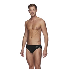Speedo Men's Endurance + 5cm Logo Brief, Black/White, 20