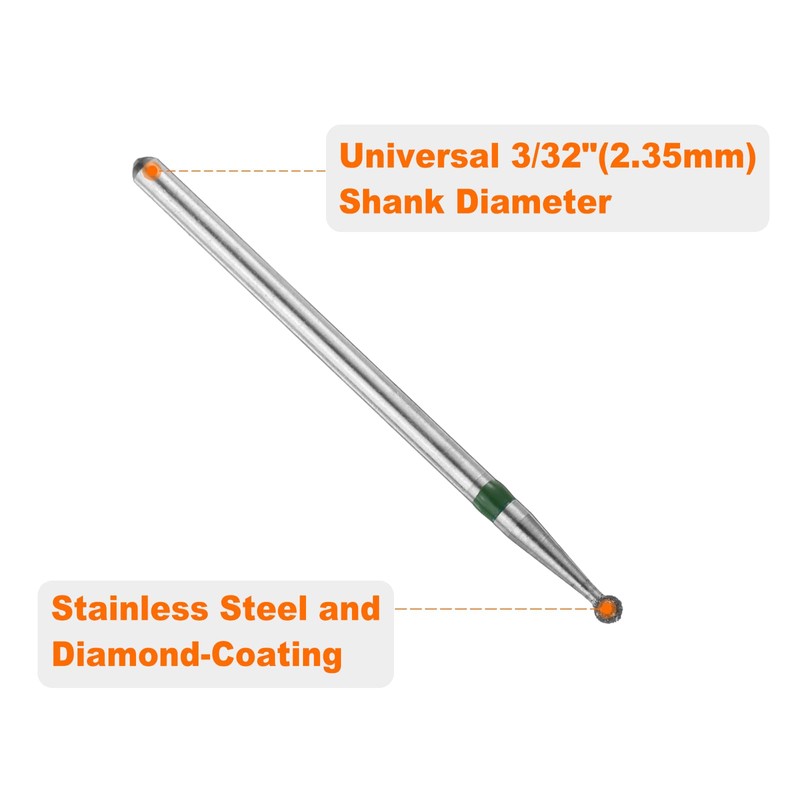 sourcing map 6pcs 100-120 Grits Diamond Grinding Bit 2mm Ball