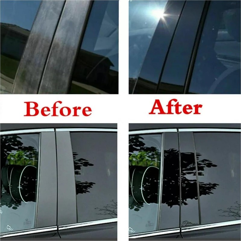 RONTCOS 6pcs Gloss Black Pillar Post Door Window Cover Trim