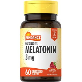 Sundance Melatonina 3 mg de disolución rápida | 60 tabletas vegetarianas | Sabor natural de bayas | Suplemento vegetariano, sin OMG y sin gluten | Sab