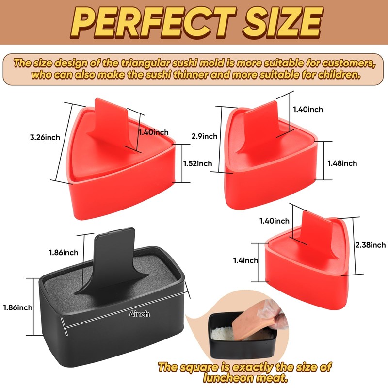 Onigiri Mold, Musubi Press, 4 Pack Triangle Onigiri Rice Ball