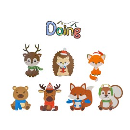 Maydahui 4 Sheets Cute Christmas Forest Animal Wall Decals Kawaii Reindeer Wall Stickers Fox Bear Hedgehog Squirrel Elk Wall Stickers (30 x 25 Inch) for Christmas Xmas Home Decor
