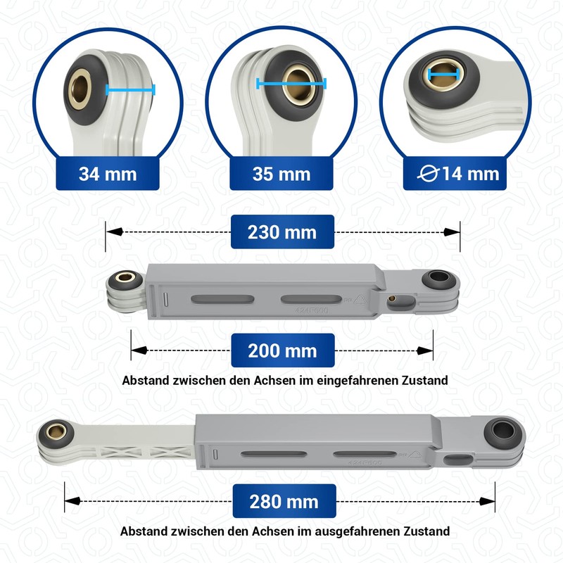 VIOKS 2 x Shock Absorbers Washing Machine Replacement for Bosch