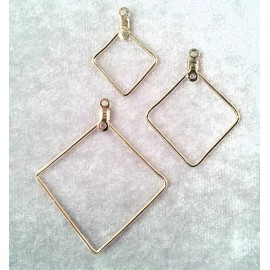 Platinum Beading Hoop, 52 Gold Plated Steel 15-27mm Diamond Shaped MIX Charm Holder *